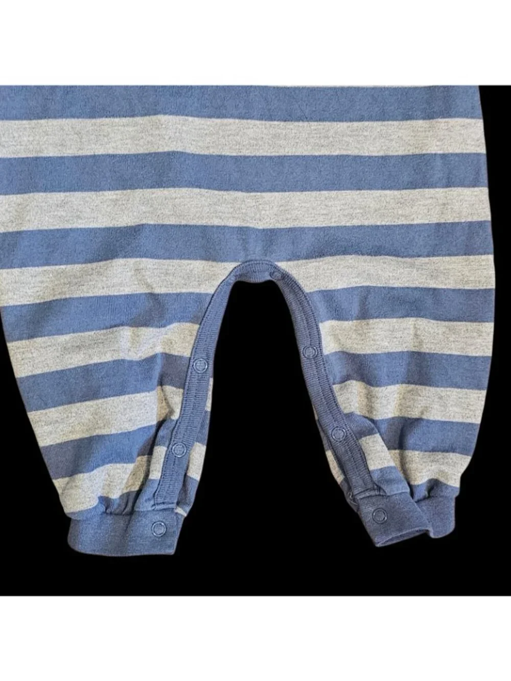 VTG Baby Bgosh Romper Sz 18 Months Boys Striped Moose Snowflake Blue Gray